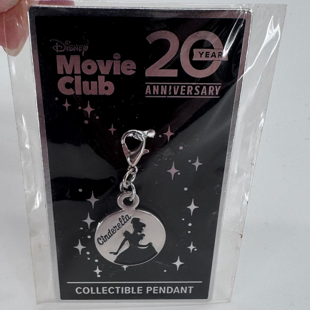 Disney Movie‎ Club Cinderella Pendant Charm 20th Anniversary Silver Tone New
